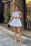 Kar Yıkama Kısa Kollu Mini Dizüstü Denim Elbise BCBSK-25700-KT-0090