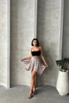 Krem Asimetrik Kesim Puantiyeli Etek BCHN-2525900
