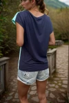 Lacivert Color Block Salaş T-Shirt BCBSK-25700-3207