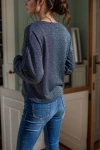 Lacivert Yarım Patlı Yumuşak Dokulu İnce Örme Bluz BCBSK-25700-3165