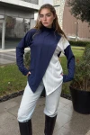 Lacivert Yumuşak Dokulu Oversize Asimetrik Bluz BCBSK-25700-3513