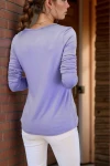 Lila Kare Yaka Yumuşak Dokulu Bluz BCBSK-25700-3166