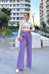 Lila Yüksek Bel Dar Paça Günlük Pantolon BCBSK-25700-3427