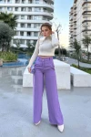 Lila Yüksek Bel Dar Paça Günlük Pantolon BCBSK-25700-3427