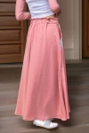 Pembe Cebi Hasır Detaylı Beli Lastikli Salaş Etek BCBSK-25700-3389