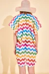 Renkli Zigzag Desenli Pareo Plaj Elbisesi BCNSV-2517020