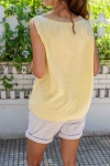 Sarı Hasır V Yaka Müslin Kolsuz Salaş Bluz BCBSK-25700-3424