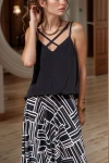 Siyah Çarpraz Bantlı Askılı Krep Bluz BCBSK-25700-SS-7159