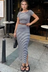 Siyah Crop Bluz Ve Yırtmaçlı Etek Alt Üst Takım BCBSK-25700-T209