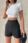 Siyah Mini Fit Dokuma Şort BCHN-2525312