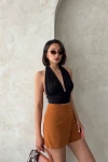 Taba Fermuarlı Önü Dökümlü Şort Etek BCHN-2525683