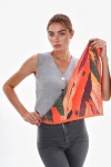 Turuncu Yaprak Desenli Bandana Fular BCNSV-2515316