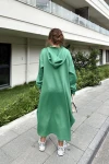 Yeşil Kapüşonlu Oversize Elbise BCBSK-25700-3446