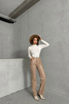 Bej Çift Cepli Fit Kesim Suni Deri Pantolon BCHN-25267542