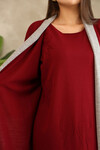 Bordo Bisiklet Yaka Triko Elbise BCES-252024