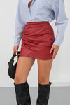 Bordo Drapeli Deri Etek BC231013
