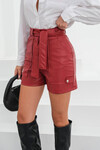 Bordo Kuşaklı Geniş Cepli Şort BCHN-25260086