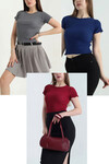 Bordo-Lacivert-Anrasit 3 Lü Paket Bebe Overloklu Crop Bluz BCOR-252003