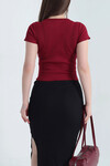 Bordo-Lacivert-Anrasit 3 Lü Paket Bebe Overloklu Crop Bluz BCOR-252003