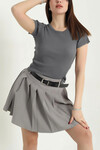 Bordo-Lacivert-Anrasit 3 Lü Paket Bebe Overloklu Crop Bluz BCOR-252003