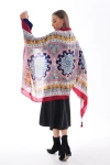 Bordo Patchwork Desenli Şal BCNSV-2515238