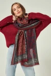 Bordo Şal Desenli Şal BCNSV-2511188