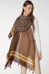 Camel Etnik Desenli Püsküllü Şal BCNSV-2515083
