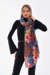 İndigo Mavisi Çiçek Desenli Şal BCNSV-2515220