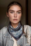 Lacivert Şal Desenli Bandana Fular BCNSV-2513935