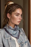 Lacivert Şal Desenli Bandana Fular BCNSV-2513935