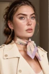 Lila Açık Çiçek Desenli Bandana Fular BCNSV-2513934