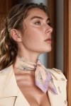 Lila Açık Çiçek Desenli Bandana Fular BCNSV-2513934