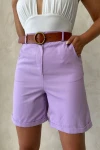 Lila Gabardin Kemerli Şort BCHN-2525735