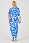Mavi Desenli V Yaka Salaş Kesim Kaftan Elbise BCVL-254024