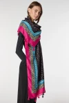 Pembe Etnik Desenli Varaklı Ve Püsküllü Şal BCNSV-2515086