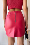 Pembe Tek Yırtmaçlı Suni Deri Etek BCHN-2526475