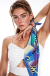 Renkli Mix Desenli Pliseli Bandana Fular BCNSV-2513741-1