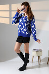 Saks Polo Yaka Kalp Desenli Triko Kazak BCES-252026