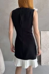 Siyah Fiyonk Detaylı Pileli Mini Elbise BCDF-252206