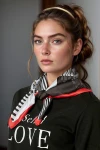 Siyah Geometrik Desenli Bandana Fular BCNSV-2512315
