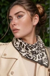 Siyah Leopar Ve Kaz Ayağı Desenli Bandana Fular BCNSV-2513936
