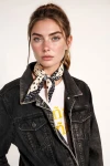 Siyah Puantiye Desenli Pliseli Bandana Fular BCNSV-2513472-1