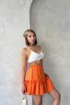 Turuncu Eteği Volanlı Fırfırlı Etek BCHN-2525808