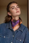 Turuncu Etnik Çiçek Desenli Bandana Fular BCNSV-2513466
