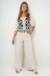 Bej Çift Cepli Gabardin Palazzo Pantolon BCHNW-251185