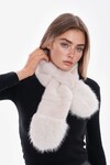 Bej Çift Tarafı Püsküllü İçten Geçmeli Peluş Atkı BCNSV-25WT1019