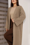 Bej Duble Kol Oversize Uzun Salaş Triko Hırka BCES-253010