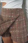 Bisküvi 2 Düğmeli Tüvit Kumaş Şort Etek BCHN-2526414