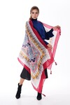 Bordo1 Desenli Renkli Şal  BCNSV-25WT1022