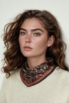 Kahvrengi Geometrik Desenli Bandana Fular BCNSV-25WT1031
